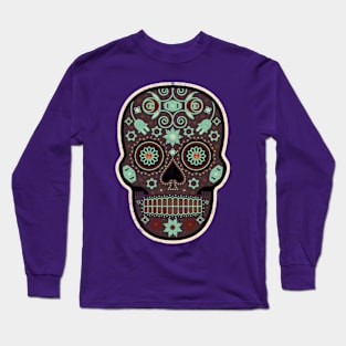 Cráneo de Café Mexican Sugar Skull Long Sleeve T-Shirt